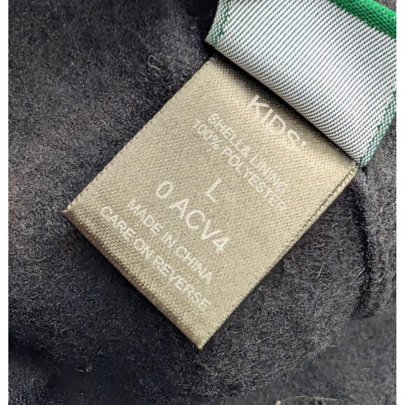 Vintage LL Bean Flame Pattern Fleece Beanie Cap Kids Size Large Gray & Orange - Picture 6 of 6